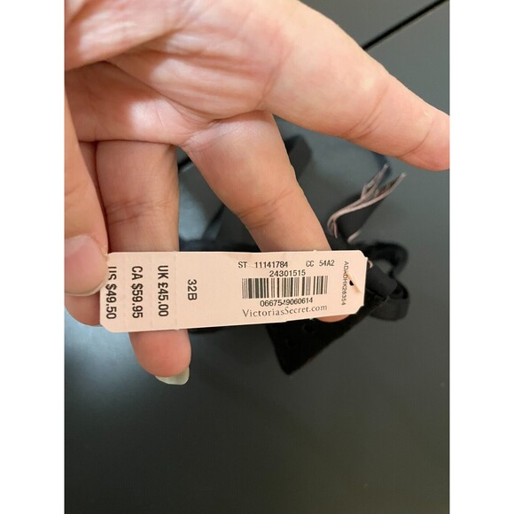 NWT Victoria's Secret Luxe Lingerie Sheer Cut-Out Strappy Balconet Bra Black 32B - Picture 4 of 5